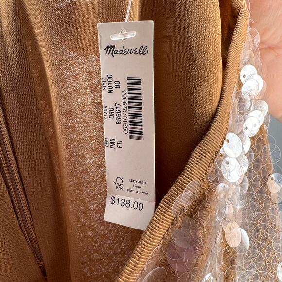 NWT MADEWELL Sequin Midi Skirt Tan 00 - Picture 5 of 6